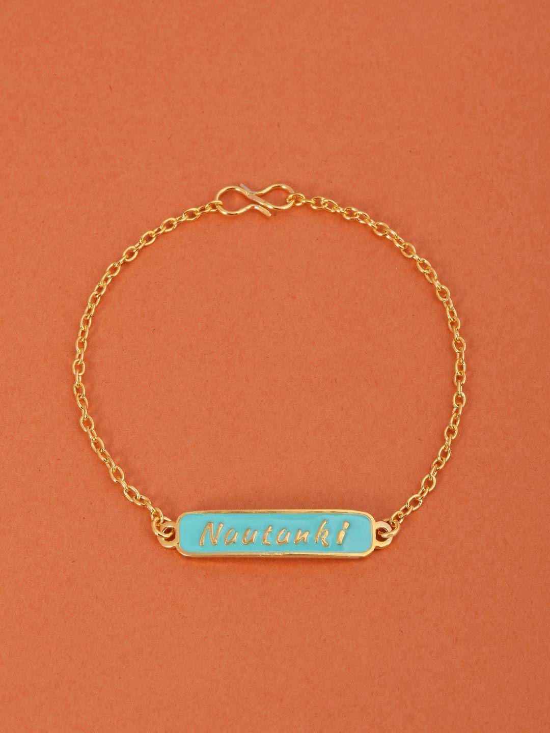 tistabene women gold-toned & blue gold-plated enamelled link bracelet