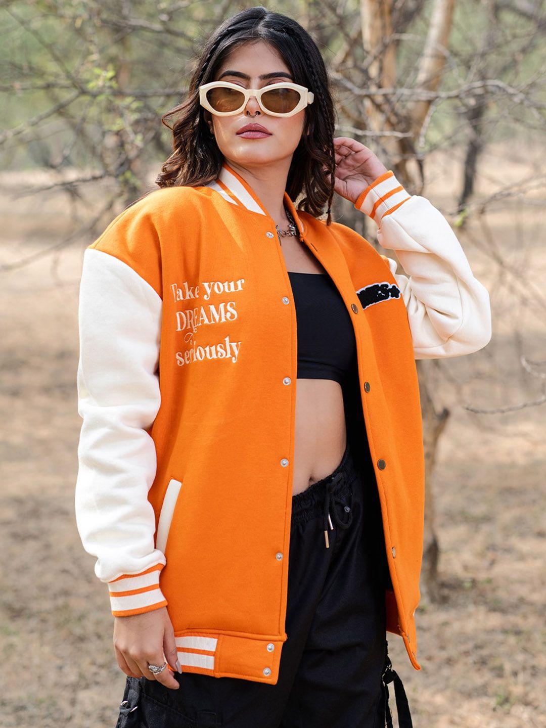 tistabene women orange lightweight varsity jacket