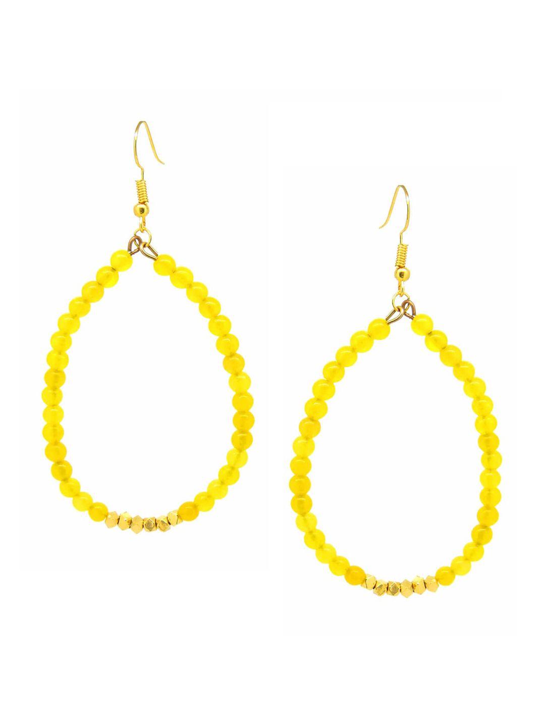 tistabene yellow contemporary wire beaded drop earrings