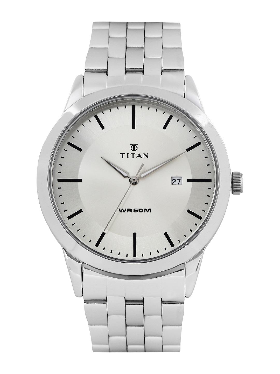 titan eco range gents men silver analogue watch nl1584sm03