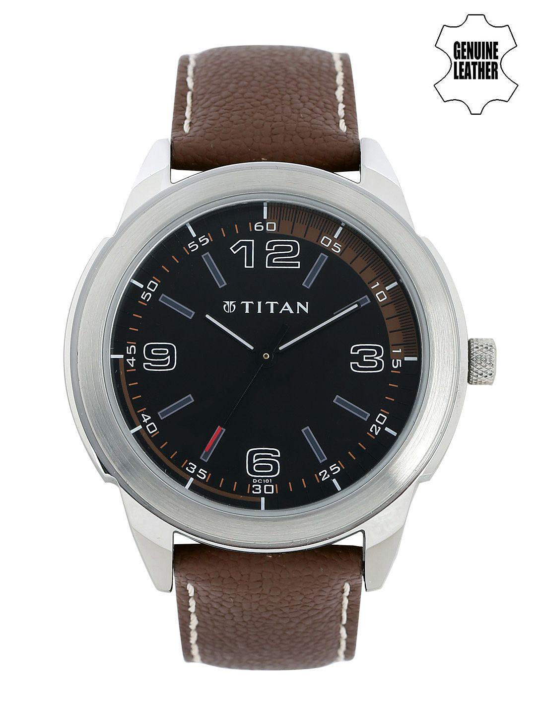 titan men brown dial watch nf1585sl03c