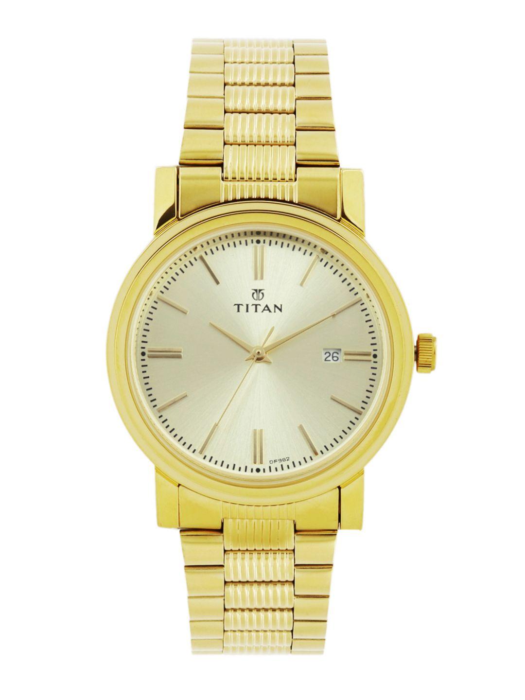 titan men gold-toned dial watch 1712ym03
