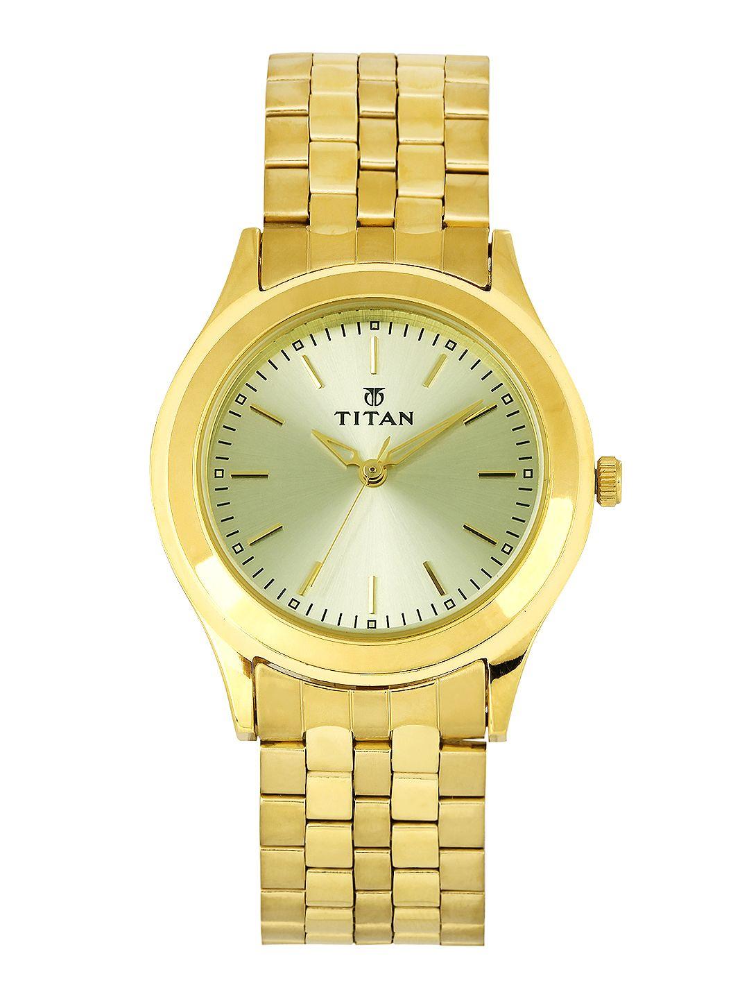 titan men muted gold-toned dial watch 1648ym02