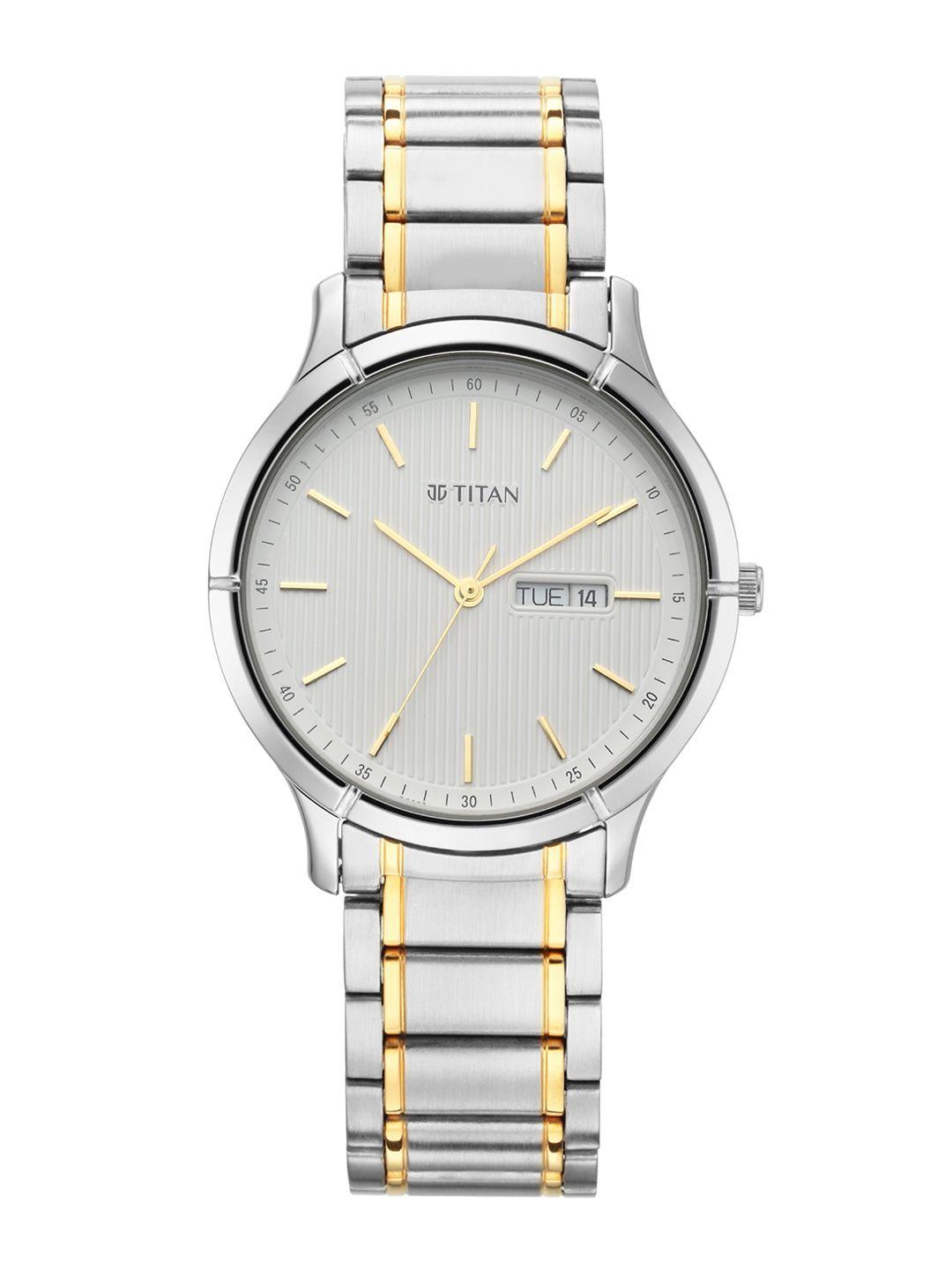 titan men off-white analogue watch 1775bm02