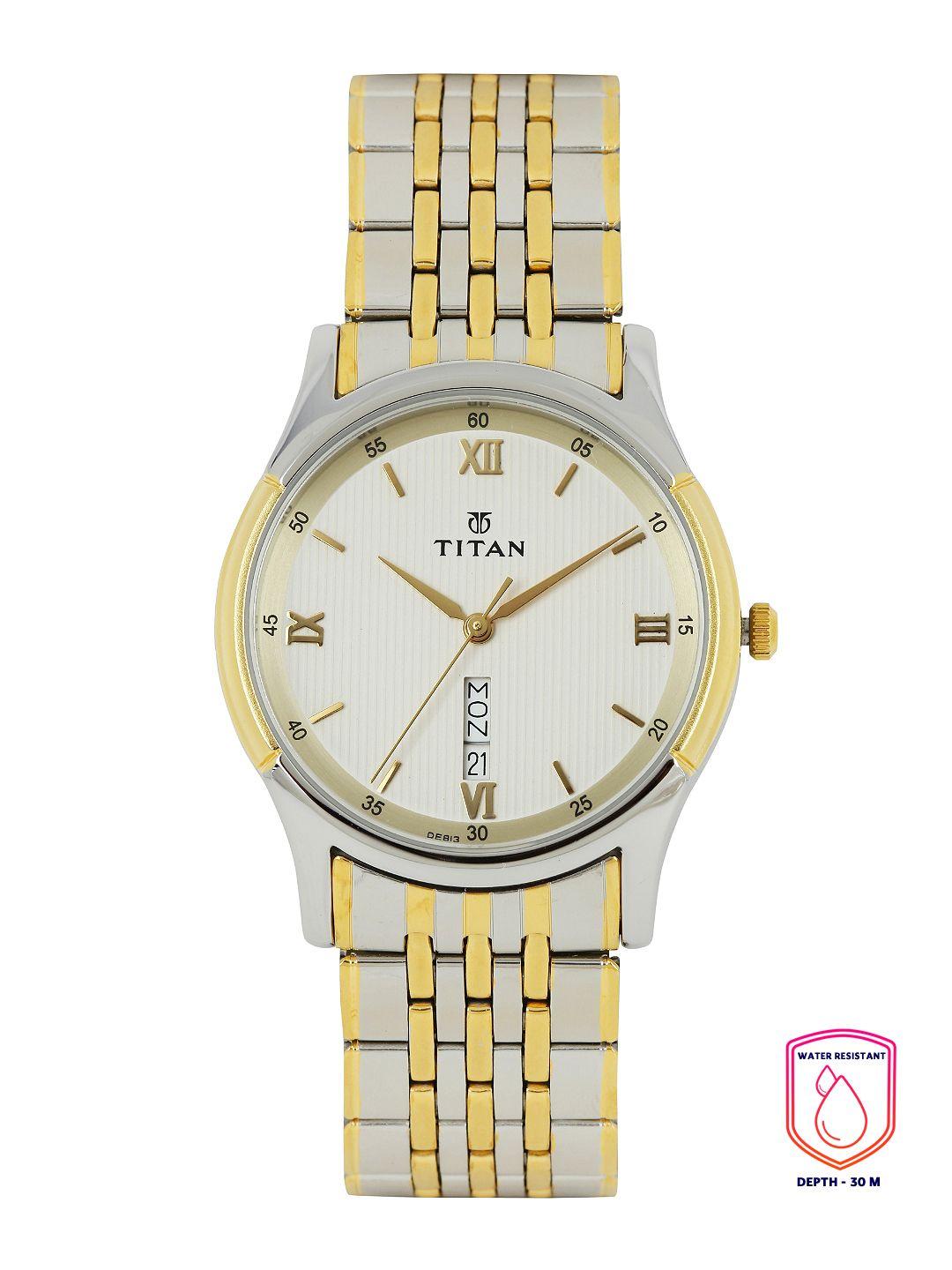 titan men off-white dial watch 1636bm01