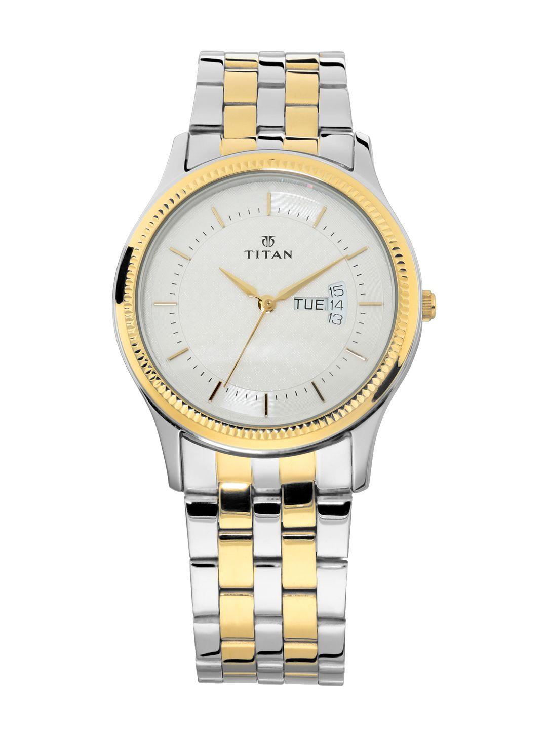 titan men silver-toned analogue watch nm1824bm01