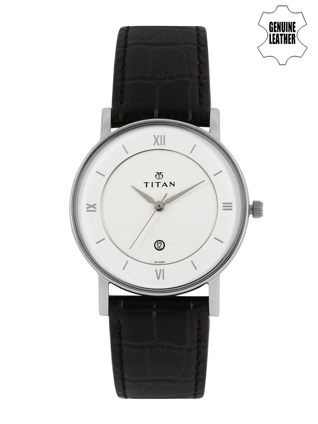 titan men white dial watch nf9162sl04