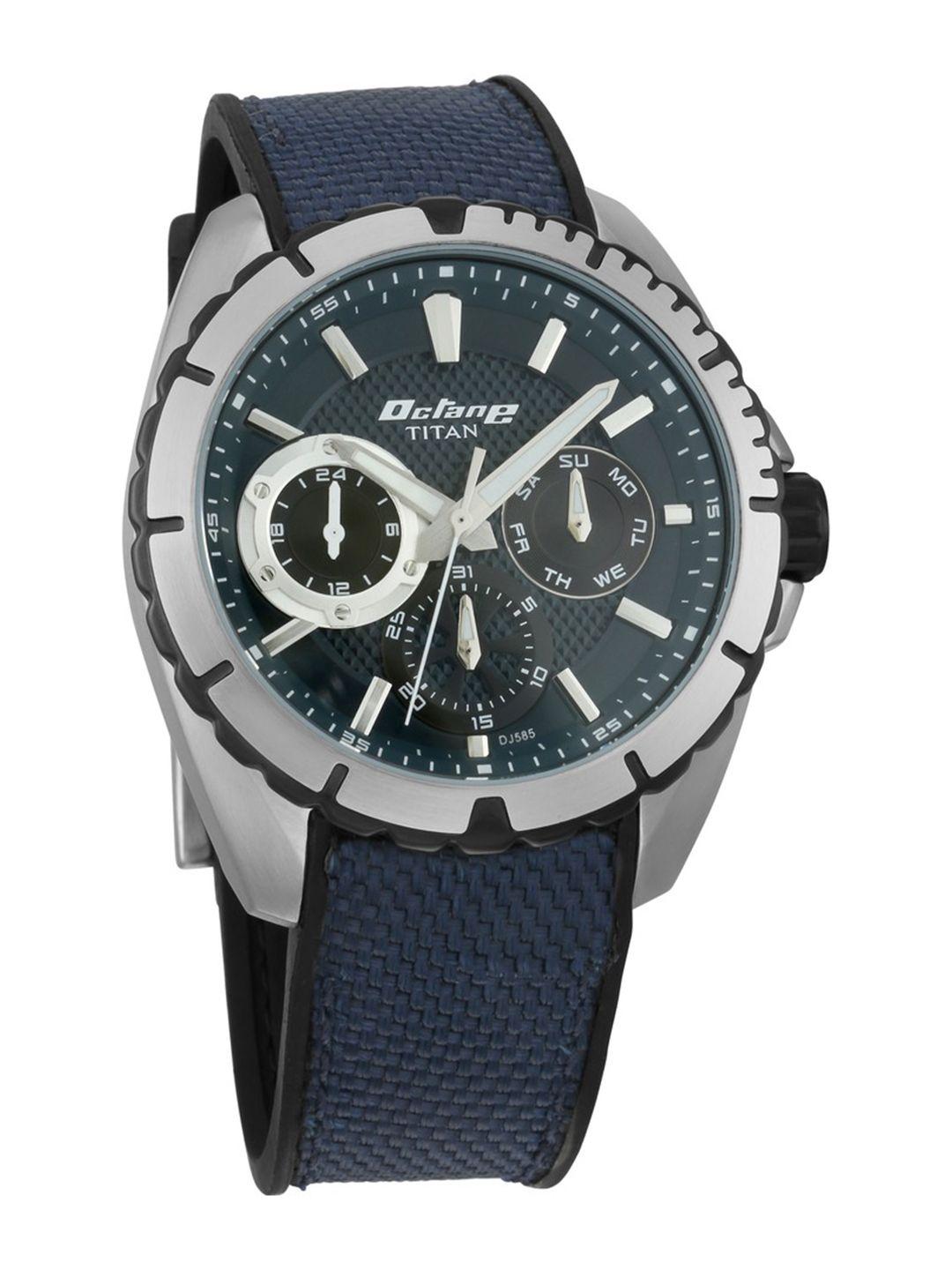 titan octane men blue analogue watch 90109kp02