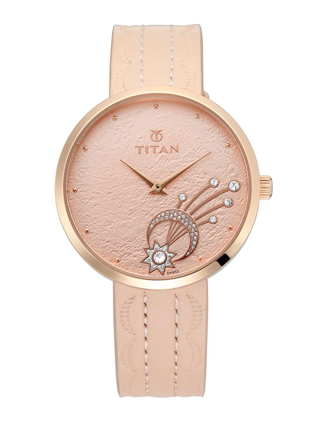titan women rose gold analogue watch nk95083wl01