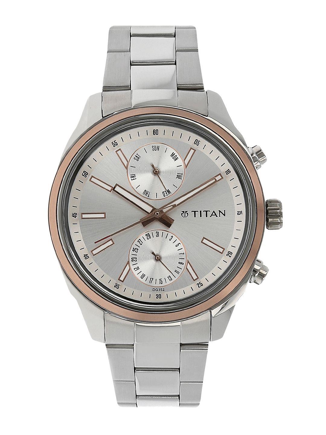 titan workwear men silver analogue watch nl1733km02