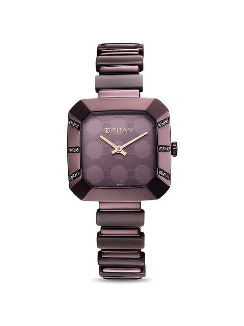 titan 95208qd01 purple analog watch for women