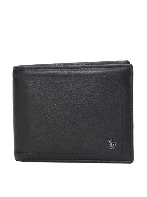titan black formal leather rfid bi-fold wallet for men