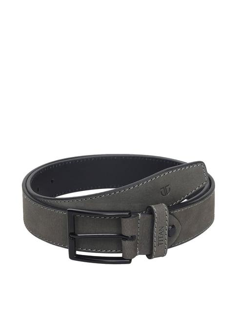 titan grey leather waist belt for men