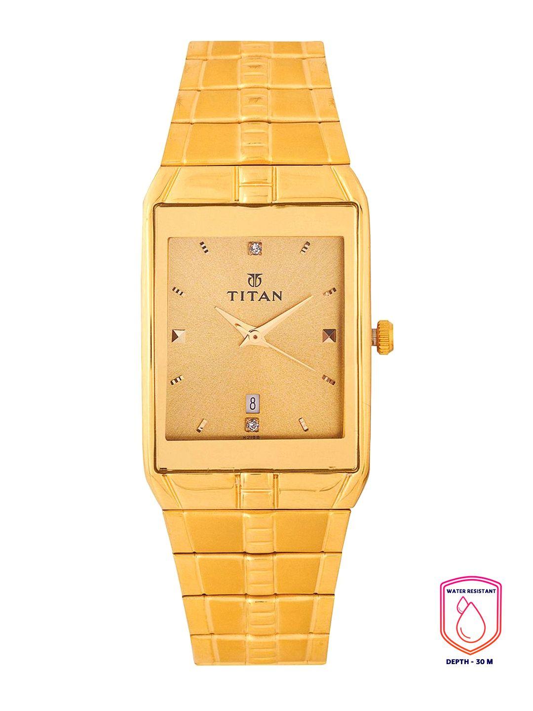 titan men gold-toned dial watch nh9151ym03a