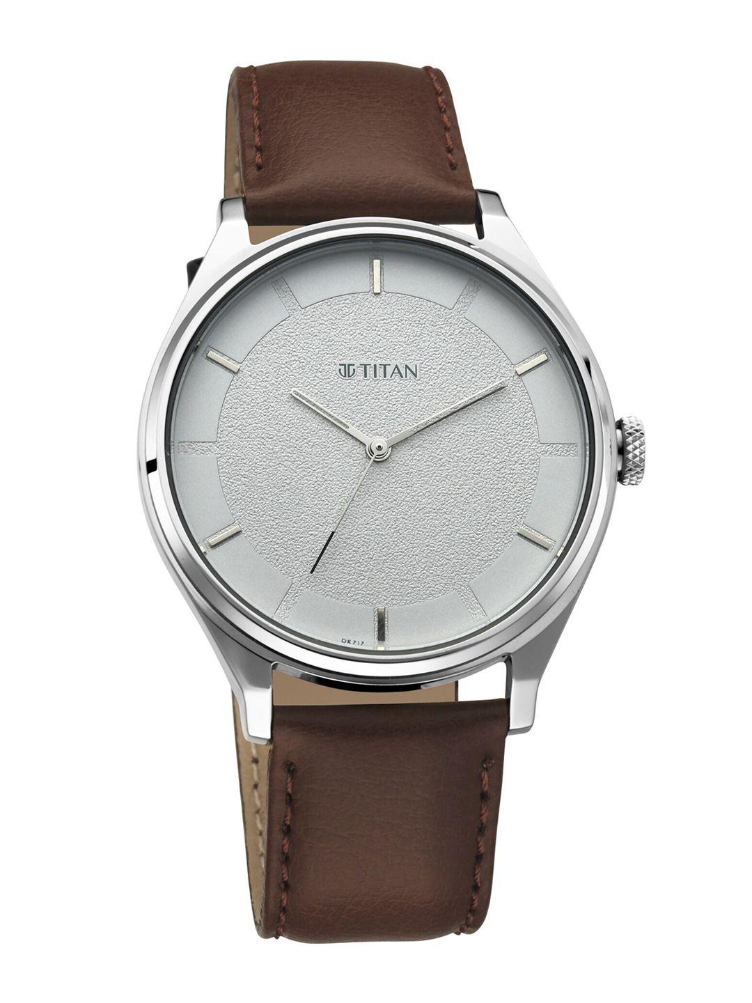 titan men white analogue watch