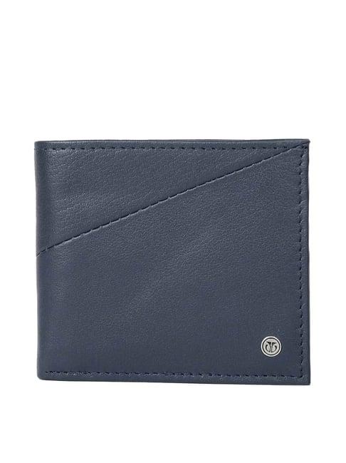 titan navy formal leather rfid bi-fold wallet for men
