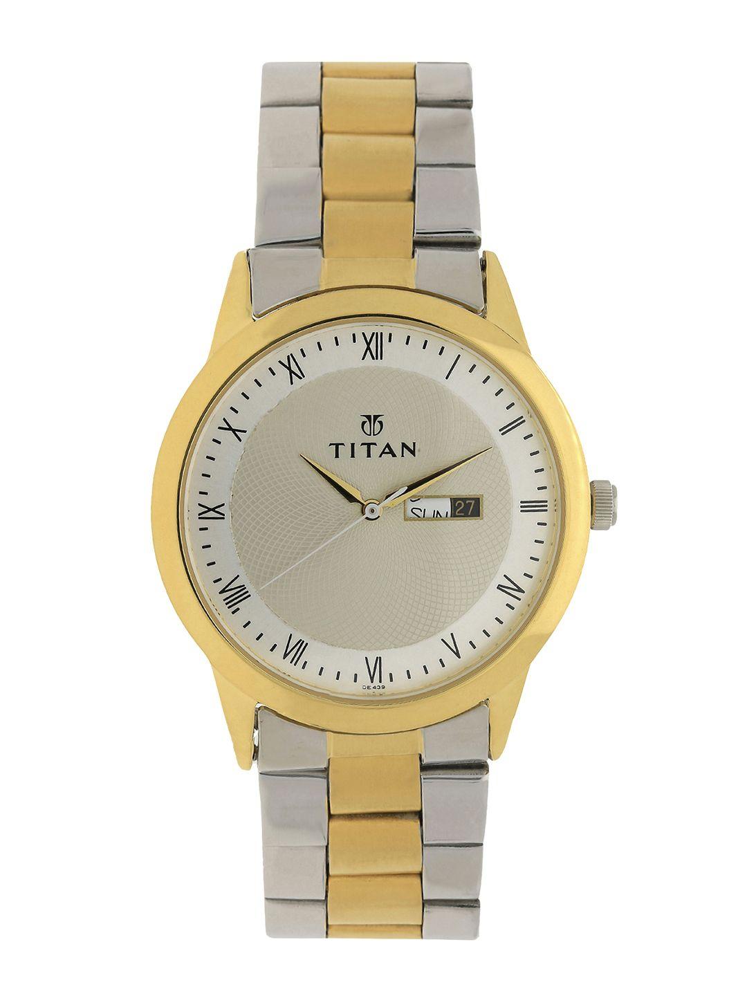 titan titan dress men off white analogue watch nk1584bm02