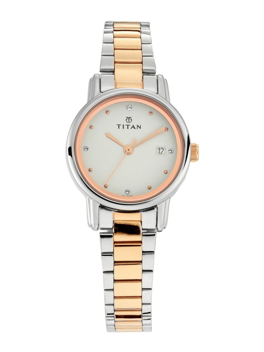 titan titan dress women white analogue watch 2572km01