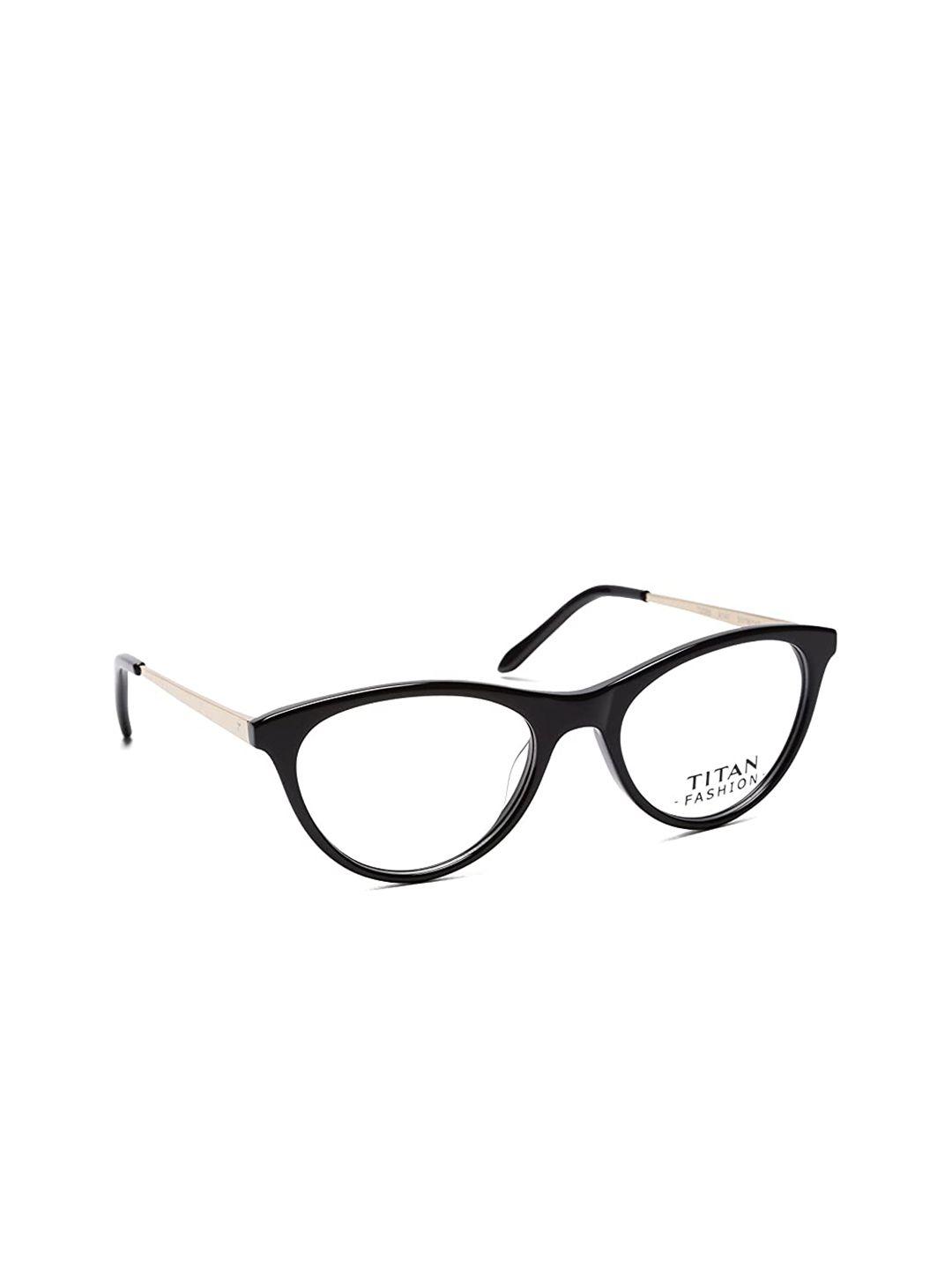 titan unisex black & gold-toned full rim cateye frames