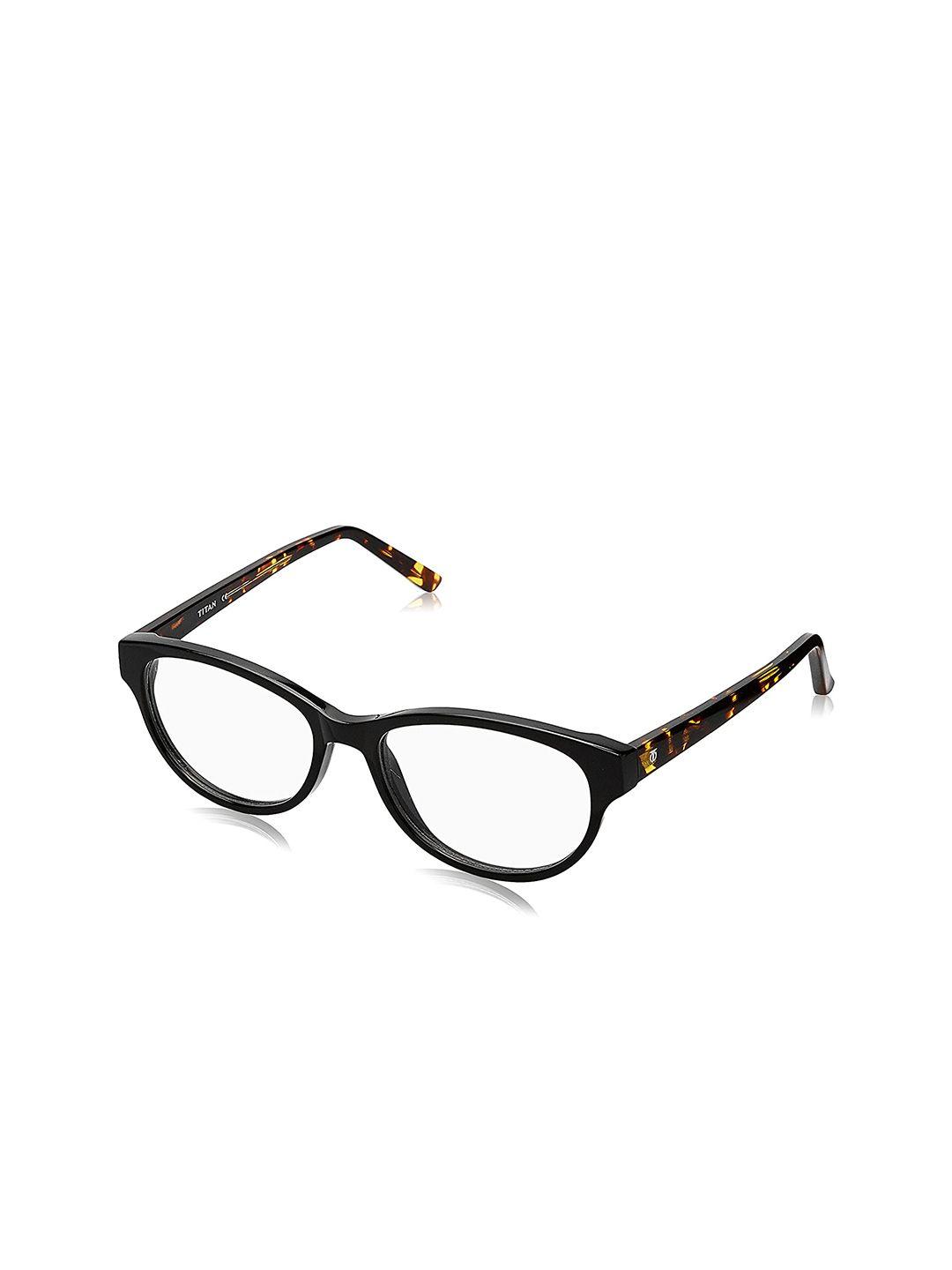 titan unisex black & yellow full rim cateye frames