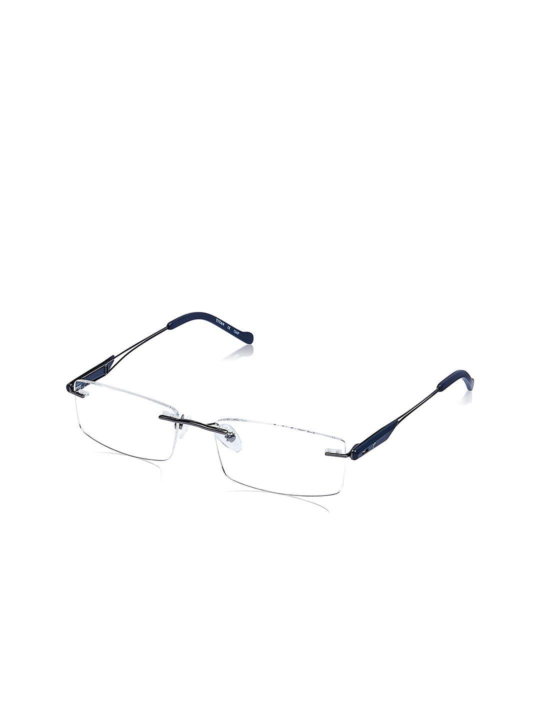 titan unisex grey rimless rectangle frames