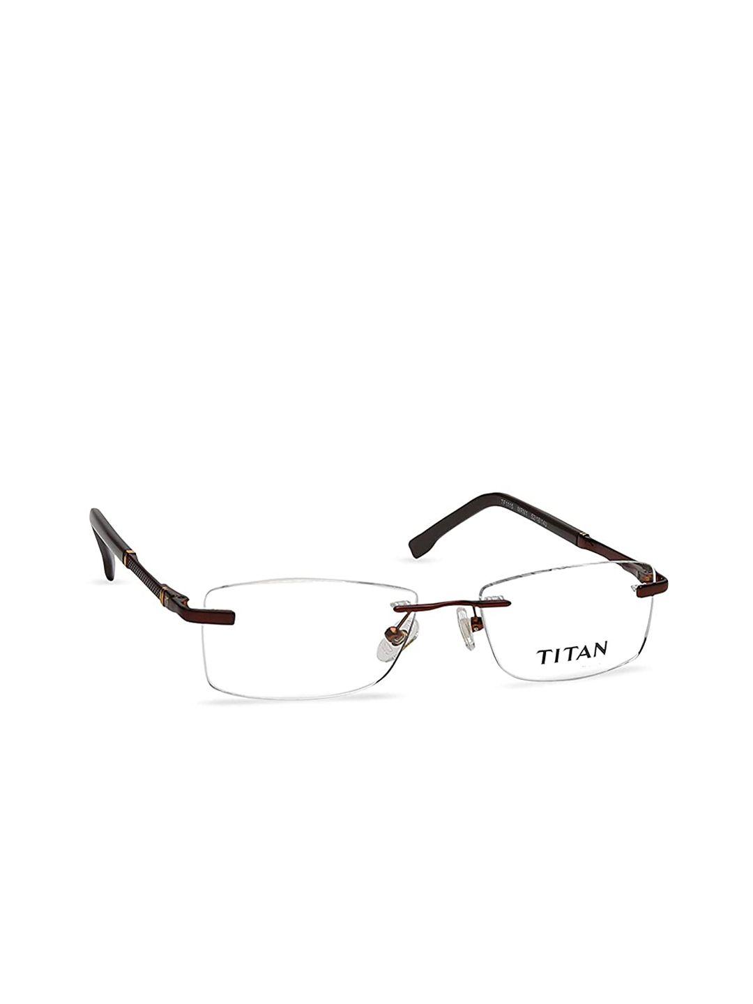 titan unisex maroon & brown rimless rectangle frames