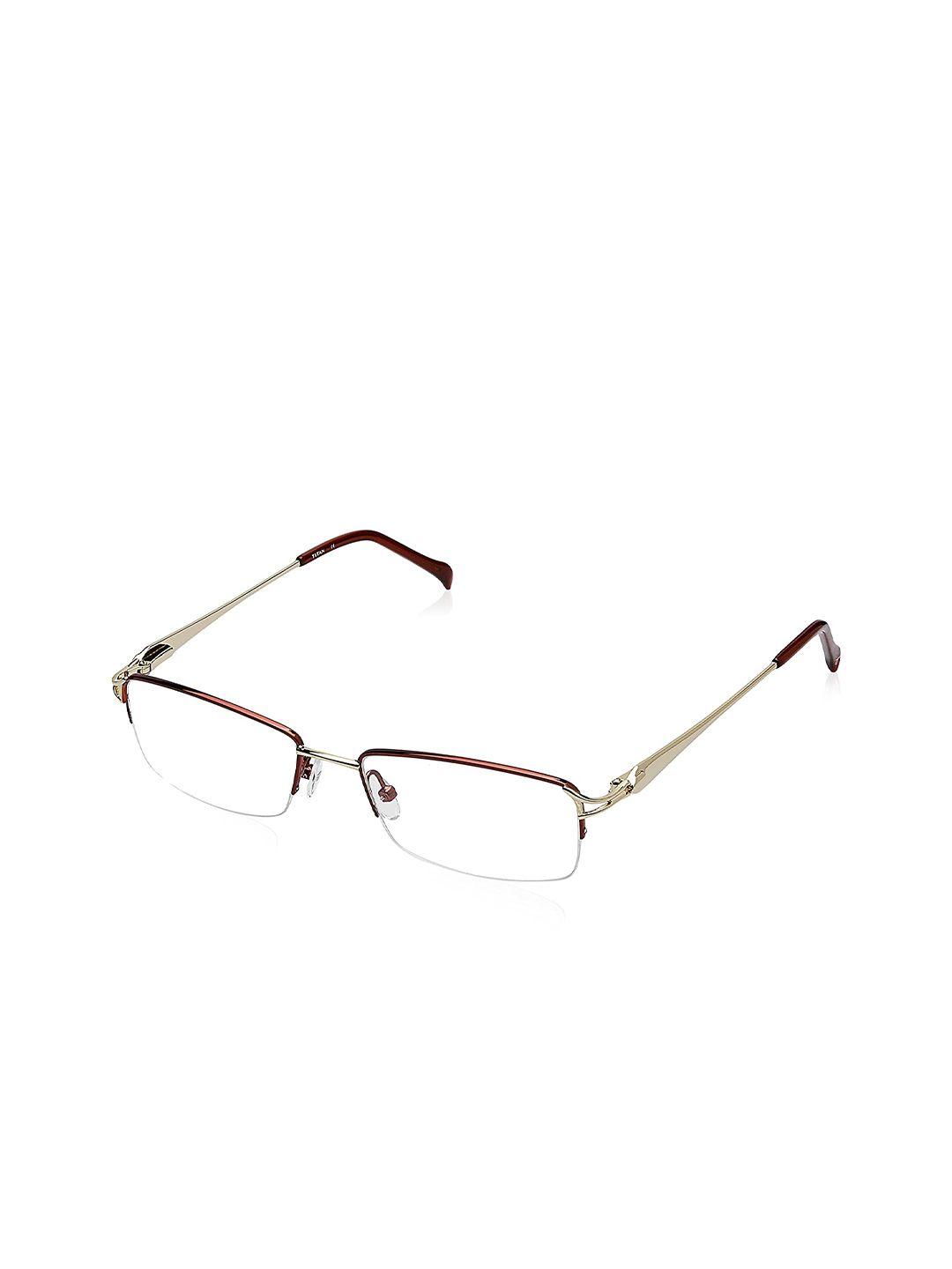 titan unisex maroon & gold-toned half rim rectangle frames t1784b1a1