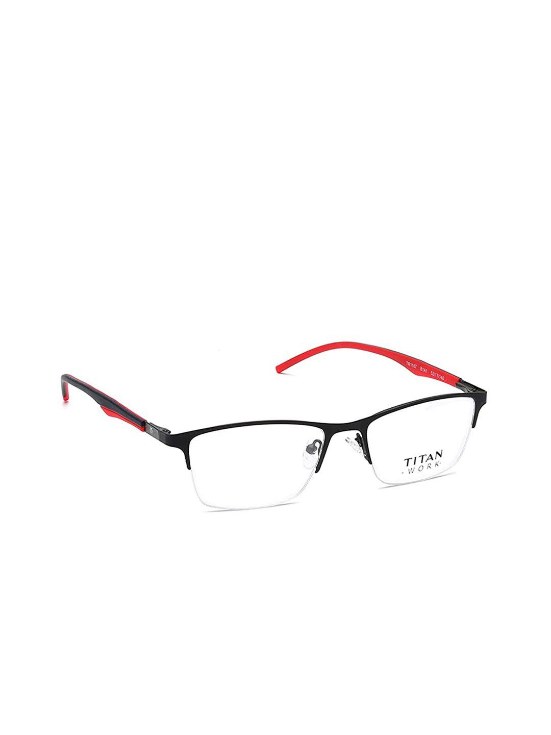 titan unisex red & red half rim rectangle frames