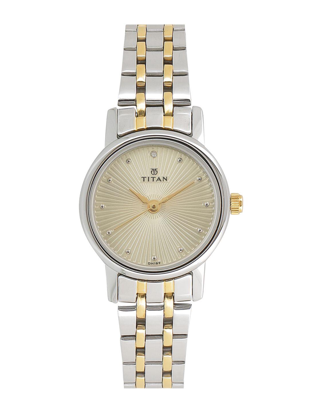 titan women gold-toned & silver-toned analogue watch