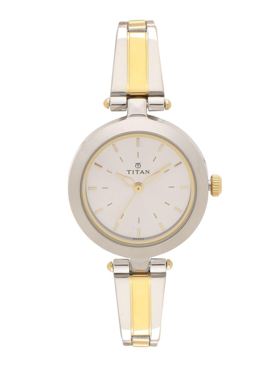 titan women silver-toned analogue watch