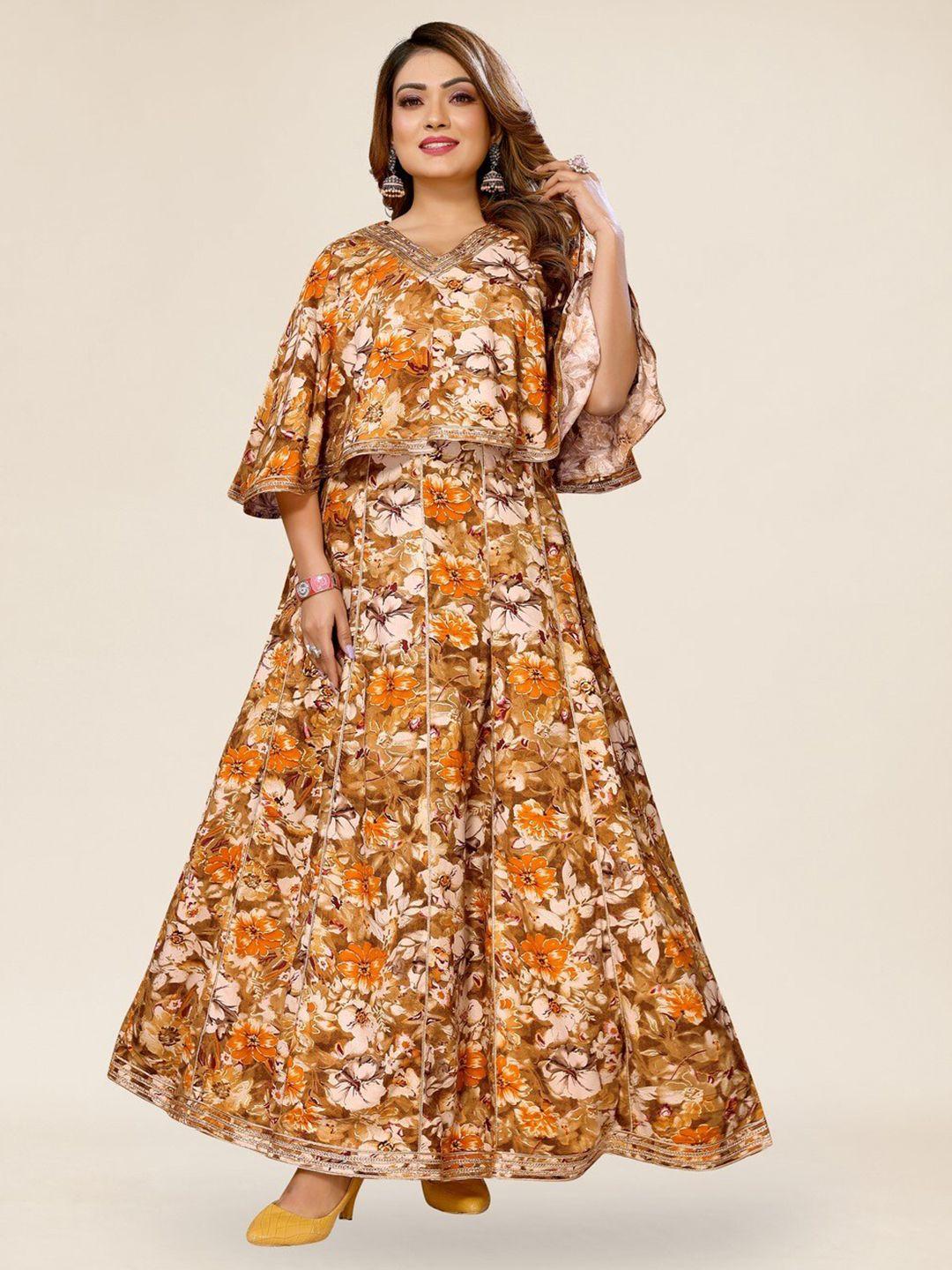 titanium silk industries pvt. ltd. floral print flared sleeves maxi dress