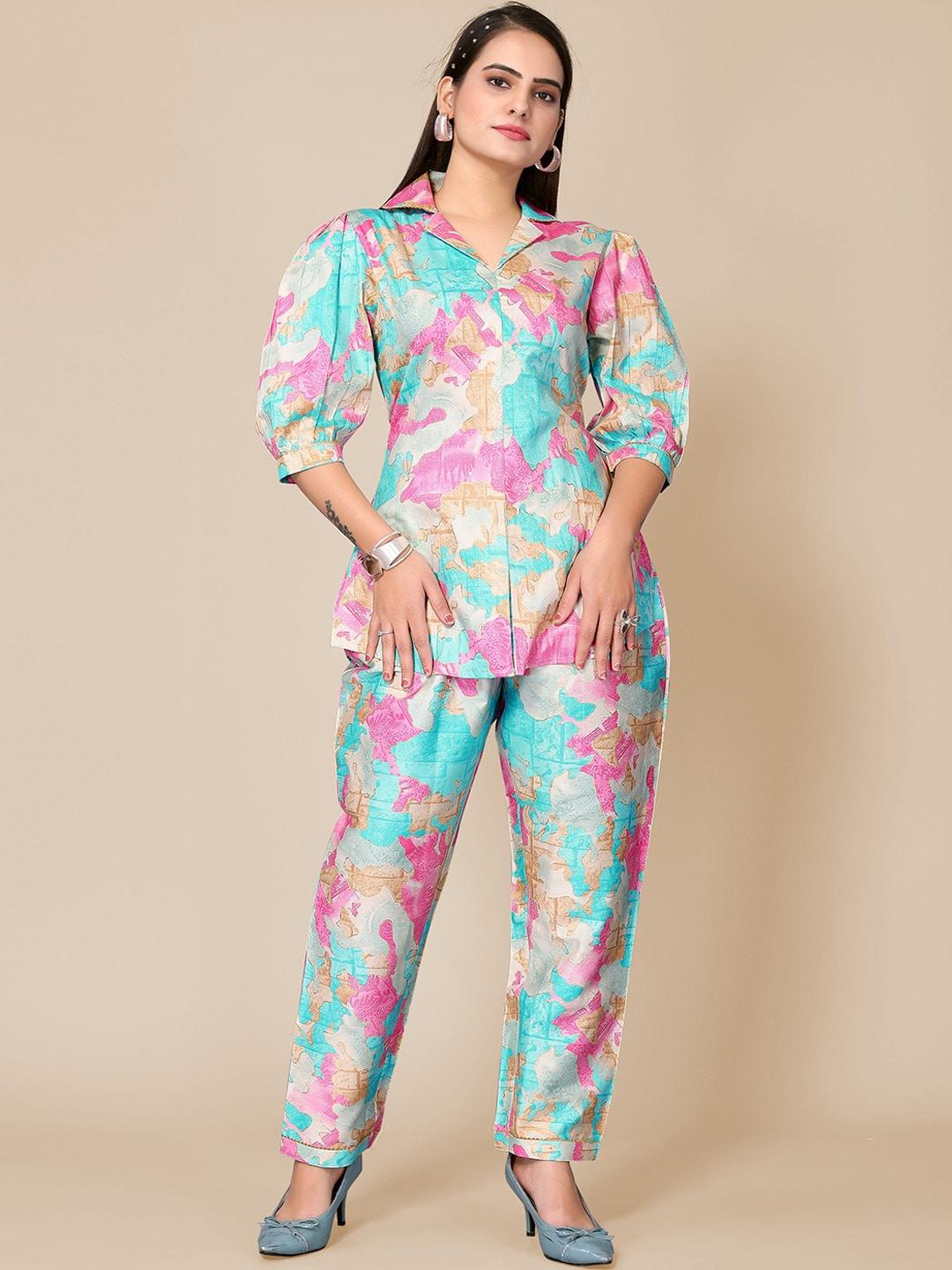 titanium silk industries pvt. ltd. printed pure cotton tunic with trouser co-ords