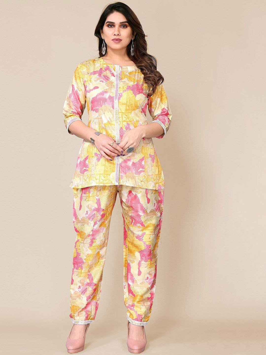 titanium silk industries pvt. ltd. printed top with matching trouser co-ords