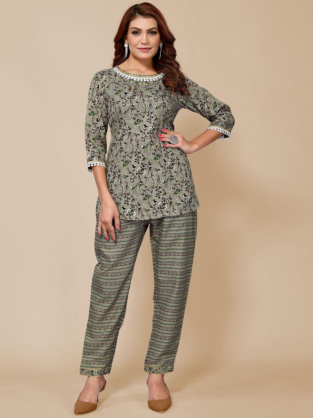 titanium silk industries pvt. ltd. printed tunic & trousers co-ords