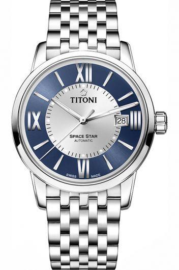 titoni space star multicolor dial automatic watch with steel bracelet for men - 83538 s-580