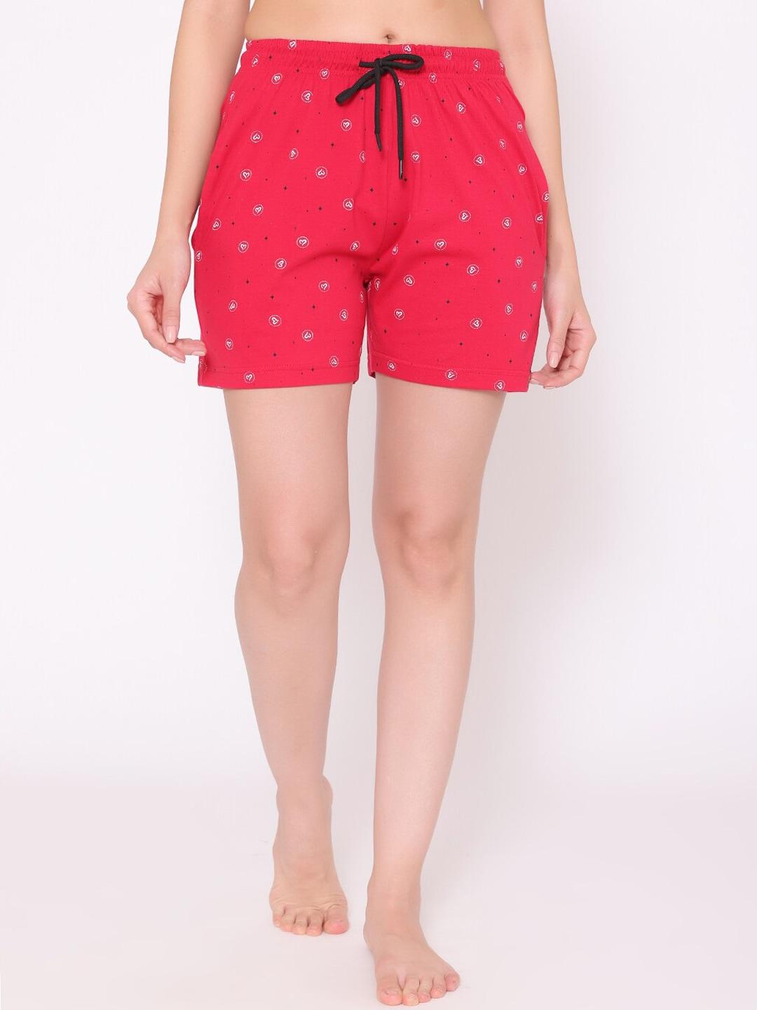 tittli-women-red-floral-printed-shorts