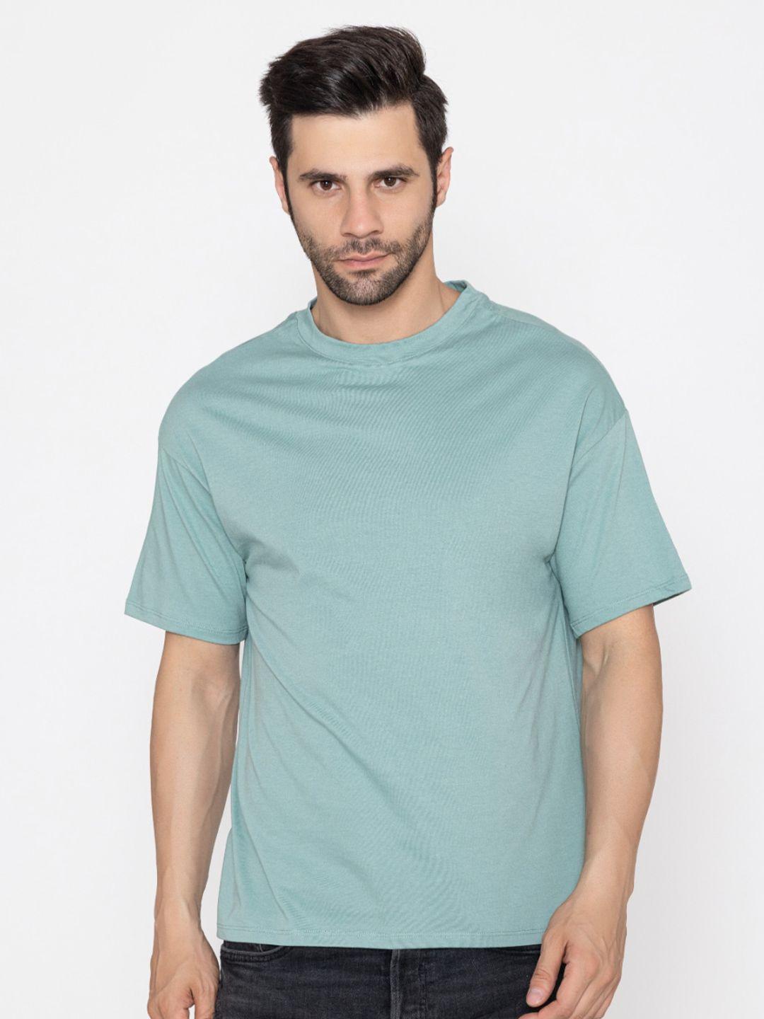tittli men green drop-shoulder sleeves pure cotton boxy t-shirt