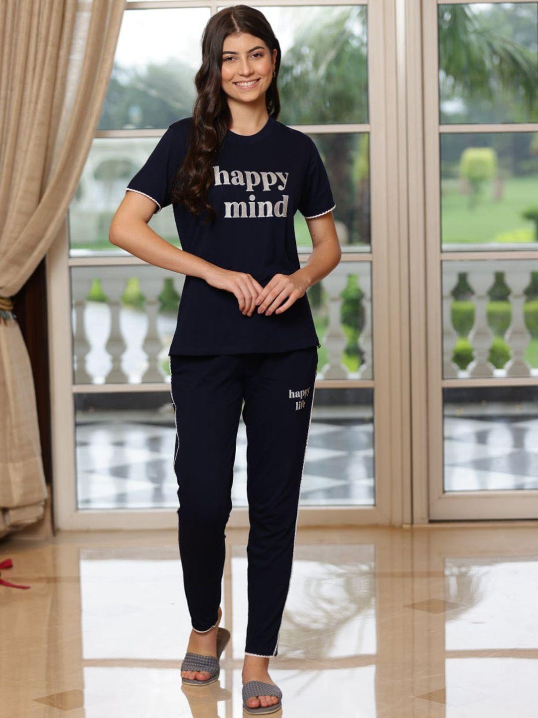 tittli typography printed pure cotton t-shirt with lounge pants