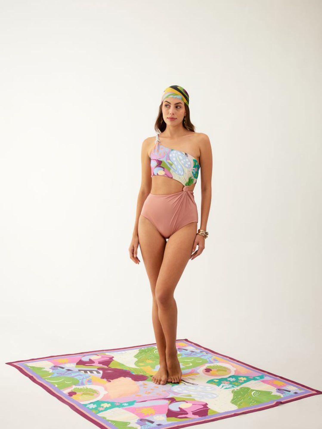 tizzi printed one shoulder swimsuit
