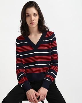 tjw v-neck stripe sweater