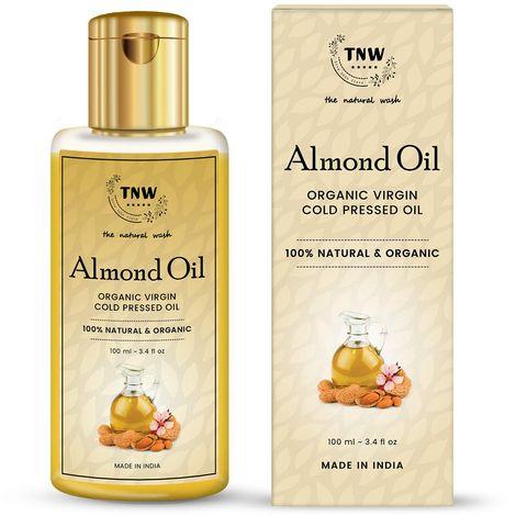 tnw - the natural wash cold pressed virgin almond oil for skin and hair (100 ml)