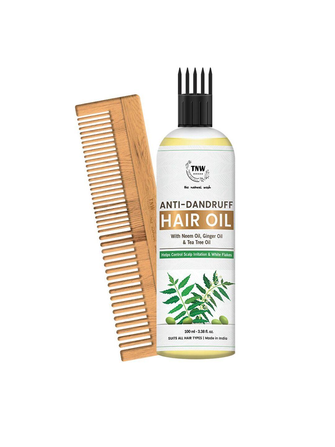 tnw set of 2 anti-dandruff hair oil-100ml & neem comb