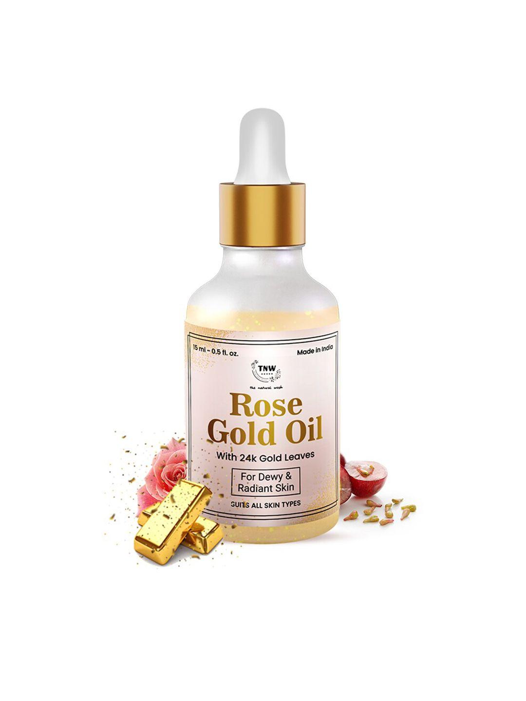 tnw the natural wash 15ml rose gold oil with 24k gold leaves for dewy and radiant skin
