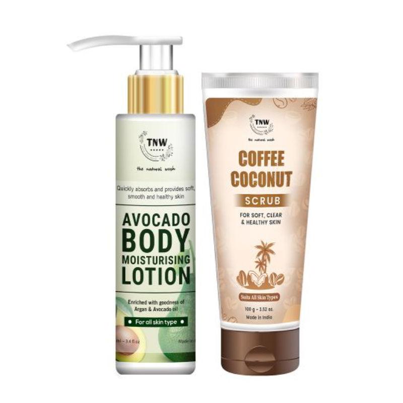 tnw the natural wash avocado avocado lotion + coffee scrub