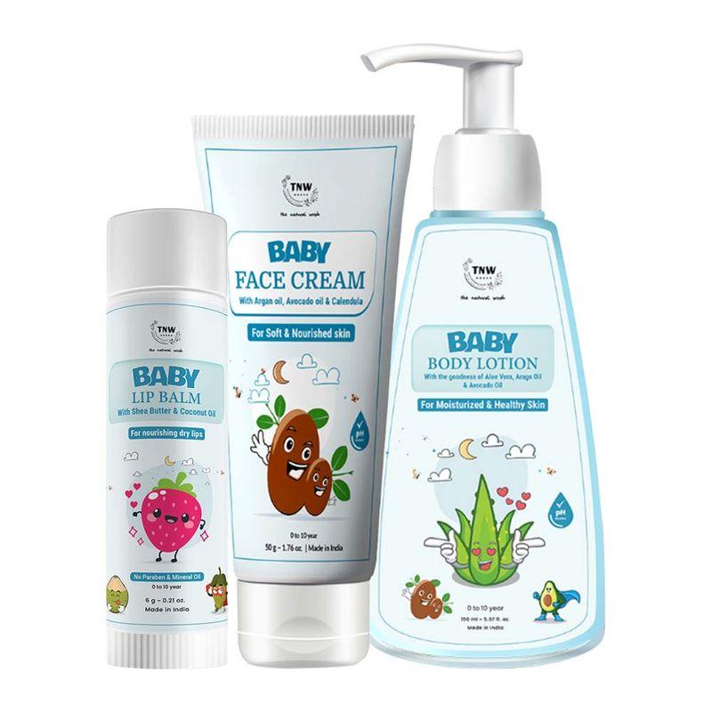 tnw the natural wash baby lip balm baby face cream and baby body lotion combo