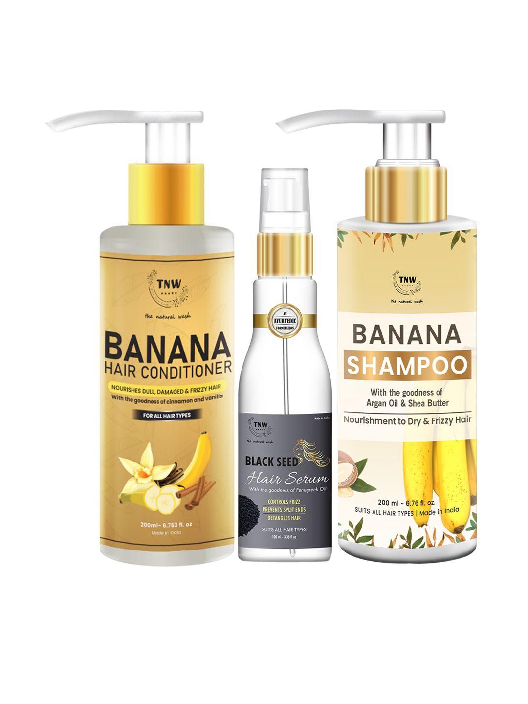 tnw the natural wash banana shampoo with  black seed serum & conditioner