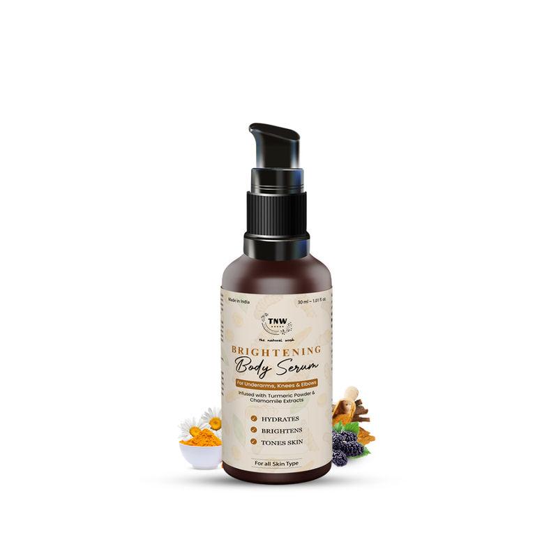 tnw the natural wash brightening body serum for underarms, knees and elbows with turmeric powder
