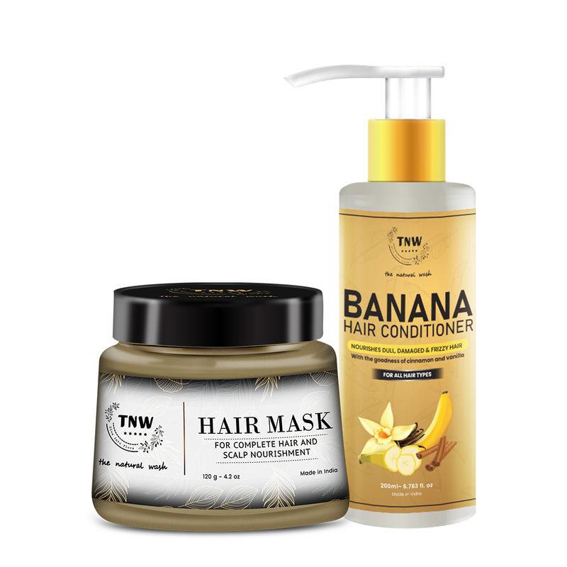 tnw the natural wash hair mask powder & banana conditioner for smooth and shinny hair