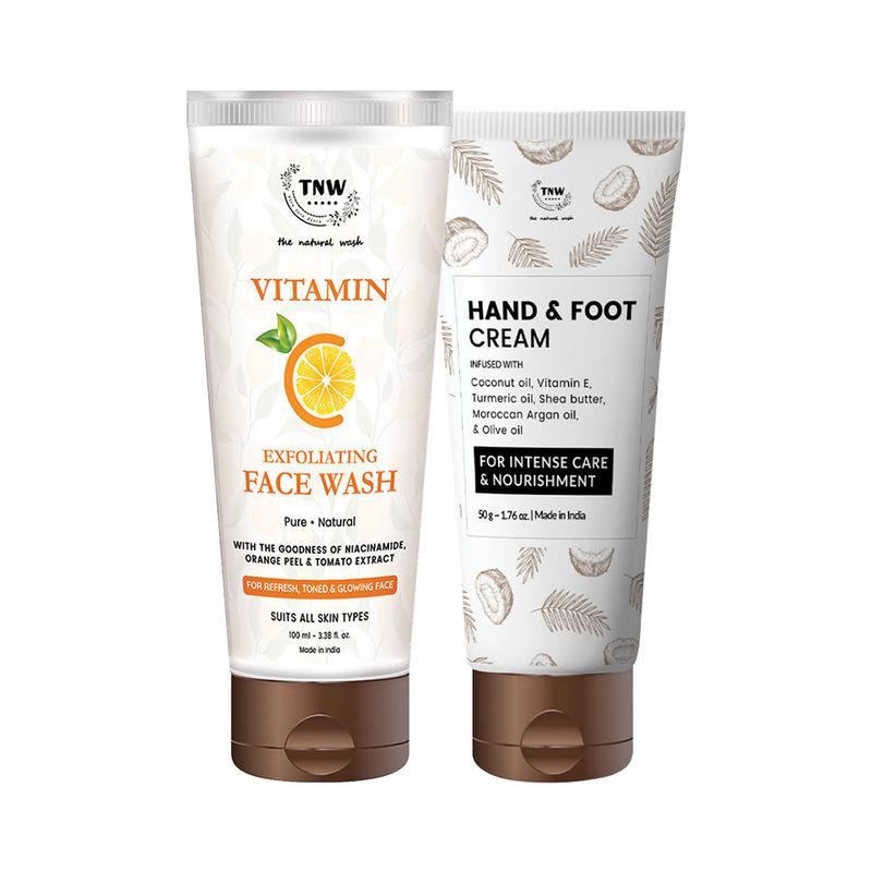 tnw the natural wash hand & foot cream & vitamin c face wash combo