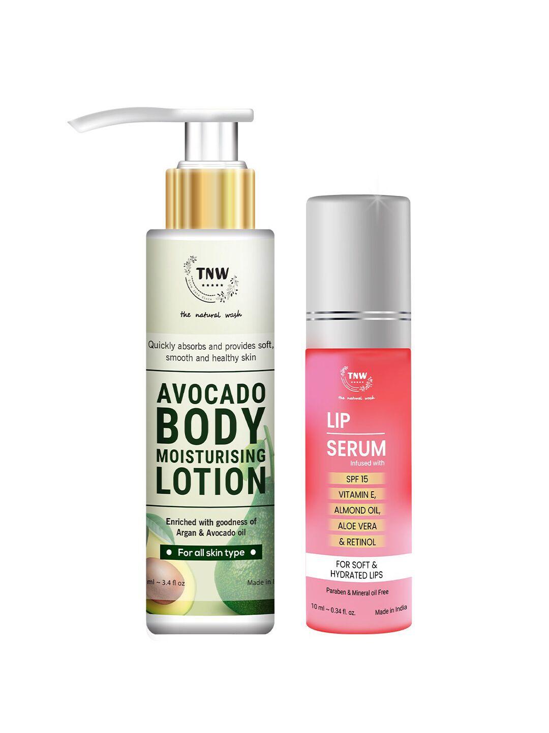 tnw the natural wash lip serum and avocado body moisturizing lotion